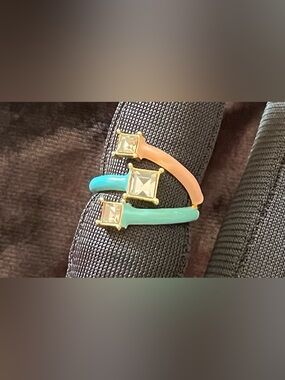 Pura Vida Turquoise Teal Pink Enamel Ring
